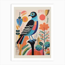 Colourful Scandi Bird Harrier 1 Art Print