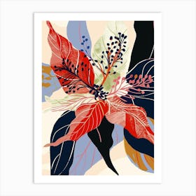 Colourful Flower Illustration Poinsettia 2 Art Print