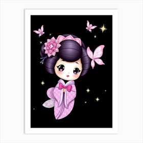 Cartoon Geisha Girl Art Print