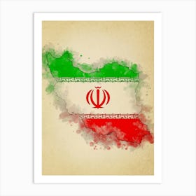 Iran Flag Vintage Art Print