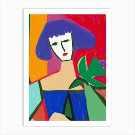 Woman With A Flower Art Print