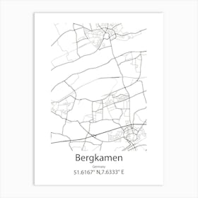 Bergkamen,Germany Minimalist Map Art Print