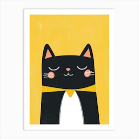 Black Cat With Yellow Scarf Art Print