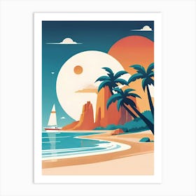 Beach with palm trees Art Print