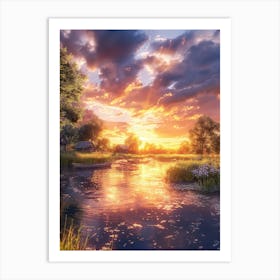 Sunset In The Countryside Art Print