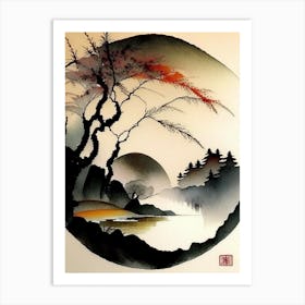 Landscapes 2 Yin And Yang Japanese Ink Art Print