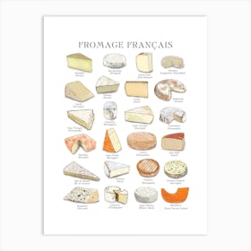 Fromage Francais French Cheese Chart Dining Room Art Print