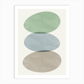 Balancing Zen Stones, Abstract Organic Shapes in Cool Tones Art Print