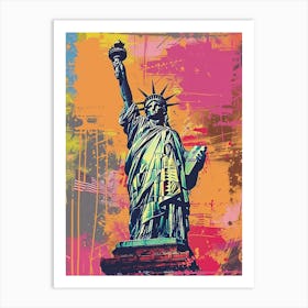 Statue Of Liberty New York Colourful Silkscreen Illustration 4 Art Print