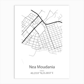 Nea Moudania,Greece Minimalist Map Art Print