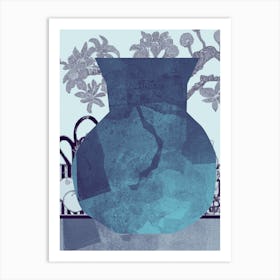 Abstract Still Life With Urn, Cyan Indigo, Collage No.12923-02 Art Print