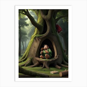 3d Animation Style A Lush Green Forest An Old Woodcutter Place 0 Art Print