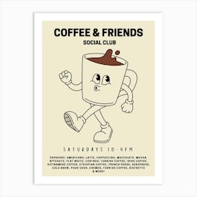 Coffee And Friends Social Club Retro Food Kitchen Art Print