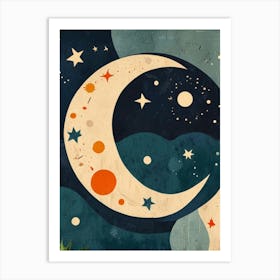 Moon And Stars 1 Art Print