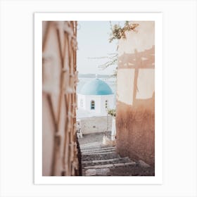 Santorini Dome, Portrait Art Print