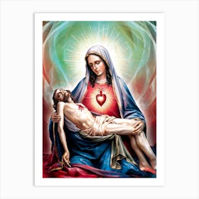 Jesus And Mary Abstract Painting Art Print