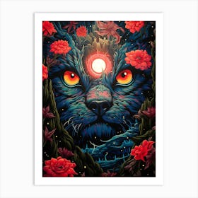 Psychedelic Cat Art Print