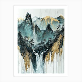 Andes' Golden Peaks - Gilded Naturalism Art Print