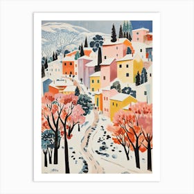 Winter Snow Dubrovnik   Croatia Snow Illustration 2 Art Print