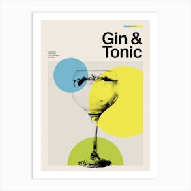 Mid Century Gin And Tonic Cocktail Art Print