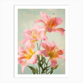 Lilies Flowers Acrylic Painting In Pastel Colours 4 Art Print