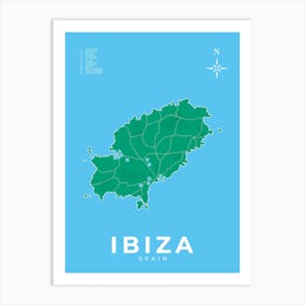 Ibiza Map Blue Art Print