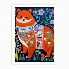 Maximalist Animal Painting Red Panda 1 Art Print