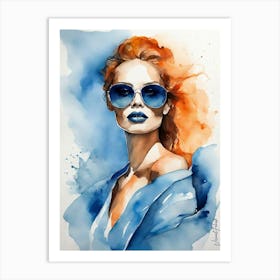 Blue Shades Woman Art Print