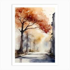 Watercolor Of A Street 13 Art Print