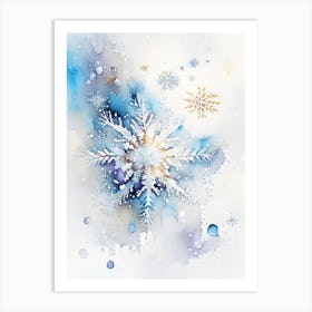 Irregular Snowflakes, Snowflakes, Storybook Watercolours 3 Art Print