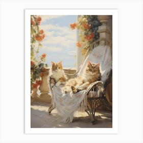 Two Rococo Style Cats Lounging In The Sun 1 Art Print