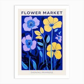 Blue Flower Market Poster Evening Primrose 2 Art Print