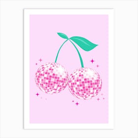 Pink Disco Cherry Art Print