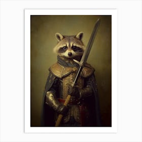 Vintage Portrait Of A Raccoon Dressed As A Knight 1 Art Print