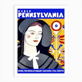 Pennsylvania, Woman In Traditional Costume Art Print