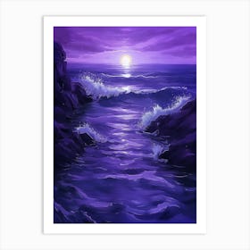 Moonlight Over The Ocean Art Print