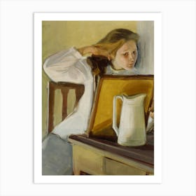 Girl Straightening Her Hair, 1902, By Magnus Enckell Art Print