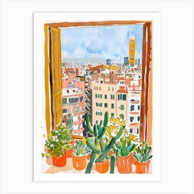 Travel Poster Happy Places Barcelona 2 Art Print