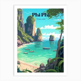 Phi Phi Thailand Summer Modern Travel Art Art Print