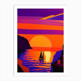 Geometric Boat Sunrise Art Print