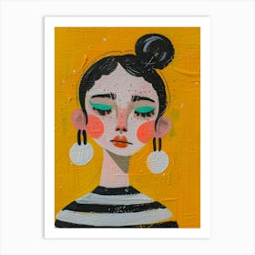 Girl With Earrings Art Print