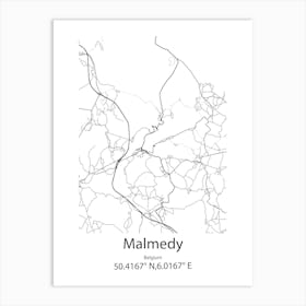 Malmedy,Belgium Minimalist Map Art Print