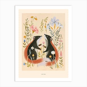 Folksy Floral Animal Drawing Skunk 2 Poster Art Print