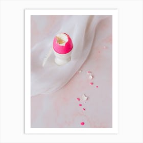 Pink Egg On A White Surface Art Print