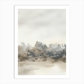 Neutral Landscape Watercolour Tree Vintage 1 Art Print