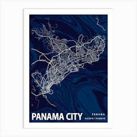 Panama City Crocus Marble Map Art Print