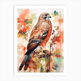 Bird Painting Collage Red Tailed Hawk 4 Art Print