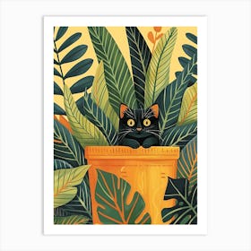 Cute Black Cat in a Plant Pot 2 Art Print