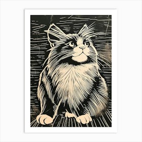 Somali Cat Linocut Blockprint 4 Art Print