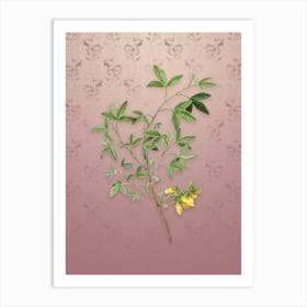 Vintage Stinking Bean Trefoil Botanical on Dusty Pink Pattern n.1524 Art Print